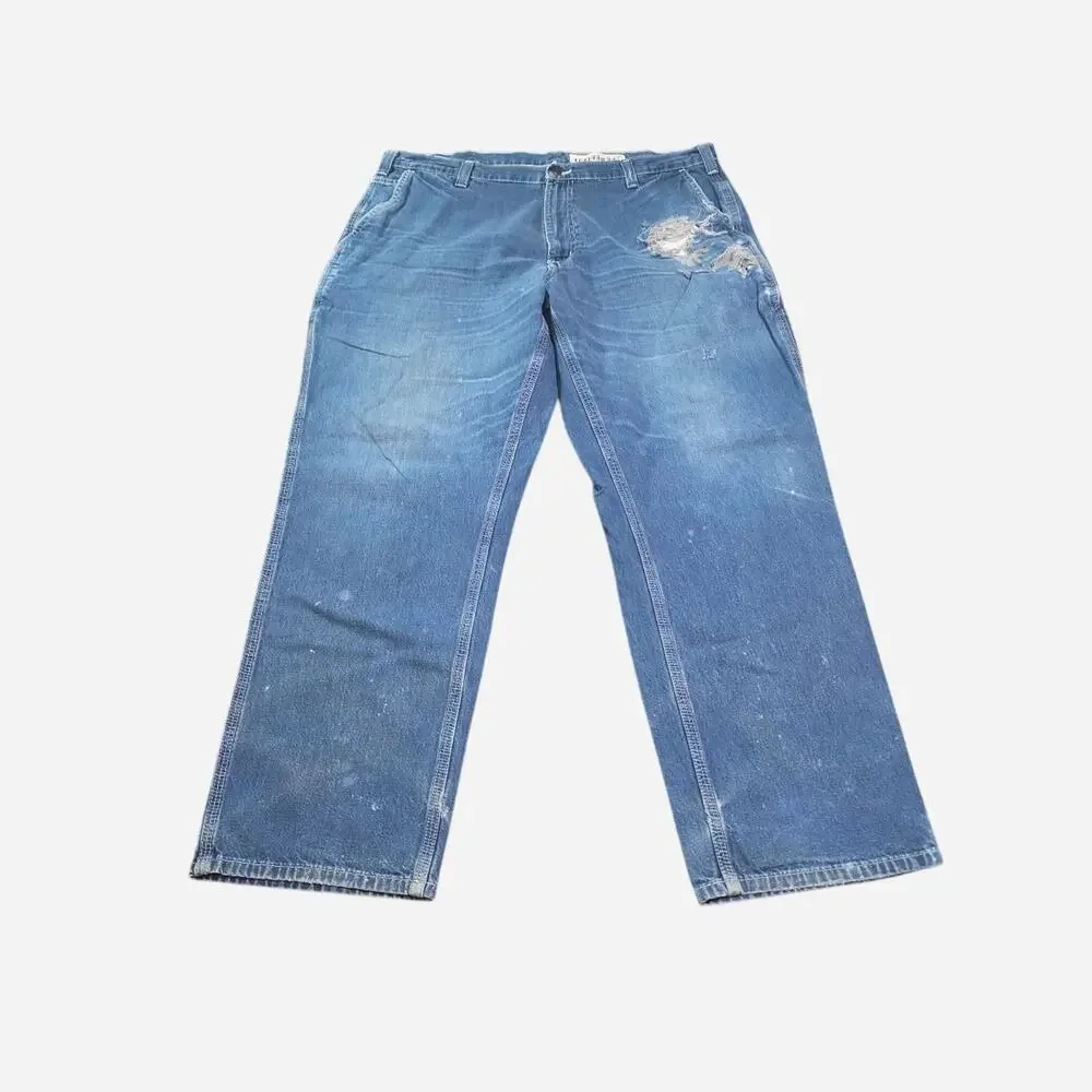 Thrashed Out Carhartt Denim Blue Jeans (38x30)